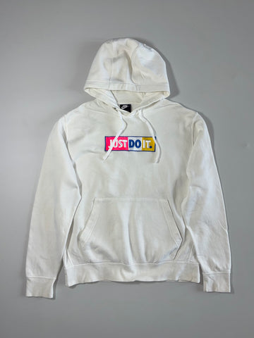 Nike “Just Do It” Colour Block Logo Pullover Hoodie – White(XL)