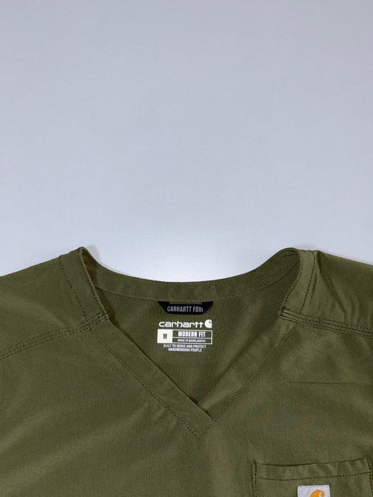 Carhartt Force Olive Green Scrub Top, Modern Fit (L)