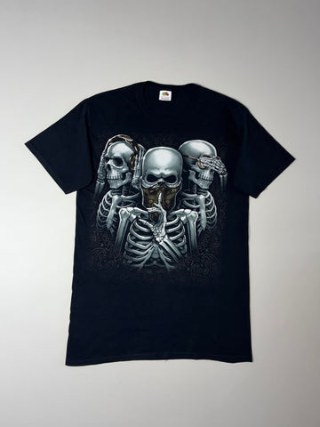Evil Hear No Evil Speak No Evil Skeleton Graphic Tee  (M)