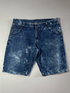 Japanese Oni Mask Acid Wash Denim Shorts (W:40) (L:24)