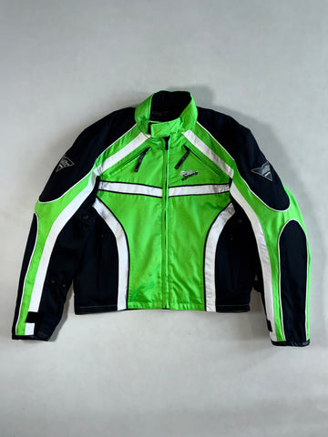 Vintage RK Sports Racing Motorcycle Jacket – Green / Black / White (M)