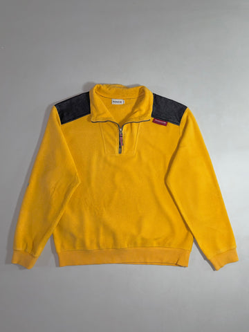 Vintage Reebok Classic Quarter-Zip Polar Fleece – Mustard Yellow/Grey Shoulder Panel (XL/2XL)