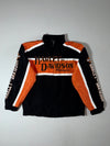 Vintage Y2K Harley-Davidson Black & Orange Embroidered Racing Jacket (XL)