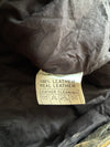 Vintage Lapel Men Distressed Leather Jacket with Ribbed Knit Collar (Xl)