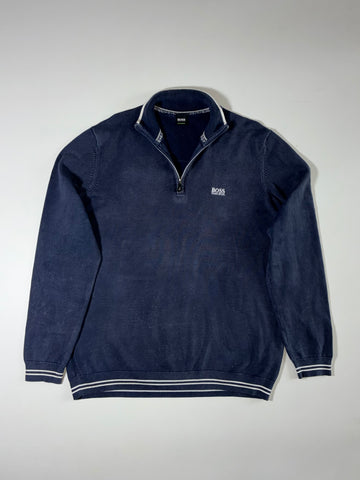 Hugo Boss | Quarter Zip Knit Sweater Navy | (L)