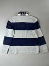 Tommy Hilfiger Grey & Navy Rugby Stripe Long Sleeve Polo (L)