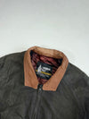 Vintage 90s London Fog Charcoal Leather Bomber Jacket – (XL)