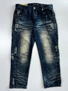 Tesilin Jeans | Heavy Studded Distressed Baggy Jeans (W:34 |L:39)