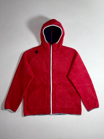 Descente Map-Print Hooded Fleece Zip Jacket (XL)