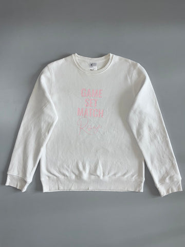 B&C Collection | “Game Set Match” Graphic Crewneck | White (M)