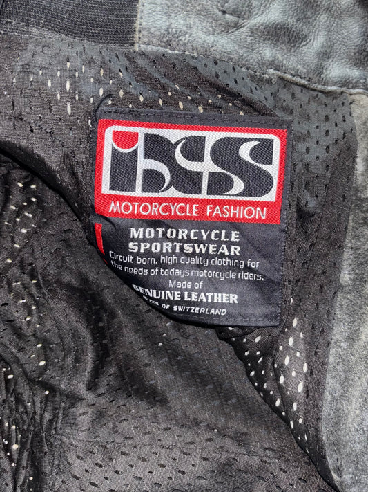 IXS Motorcycle Racing Leather Pants Grey/black genuine leather mot, CE knee armor, race-spec(W:32/L:38)