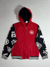 AAPE by A Bathing Ape | Red Black All Over Logo Sleeve Zip-Up Hoodie (M)