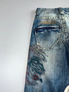 Authentic Tailored Denim Dragon Graphic Embroidered Straight Jeans (w- 28)