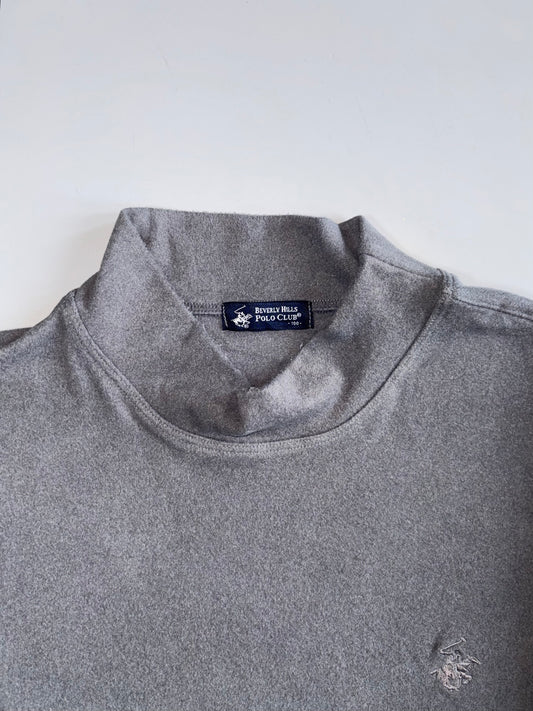 Beverly Hills Polo Club Mock Neck Long Sleeve Top Grey Marl | (S/M)