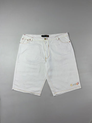 Coogi Multicolor Stitch White Denim Shorts embroidered (W:44) (L:26)