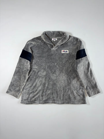 Fila Grey Plush Fleece Shawl Collar Pullover (XL)