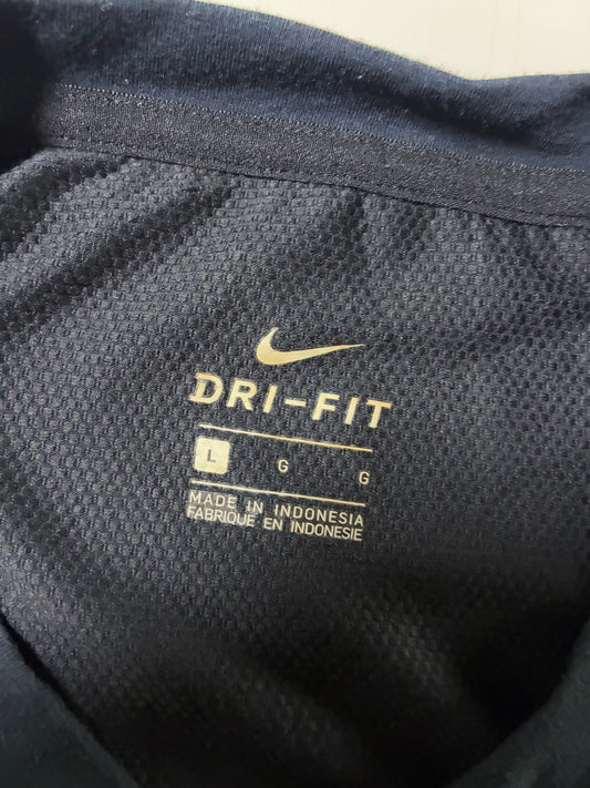 Nike Dri-FIT Navy Long Sleeve Top – “Just Do It” Hem (L)