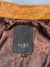 Saki Sweden Tan Leather Moto Jacket Café Racer Style Leather Jacket, (L)