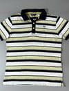 Lee Striped Polo T-Shirt — White / Black / Yellow | (L)