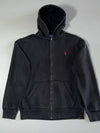 Polo Ralph Lauren Black Zip-Up Hoodie – Waffle Lined Hood | (L)
