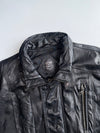 Vintage Black Leather Bomber Jacket (2XL)