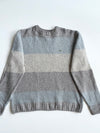 Lacoste Grey & Blue Colorblock Striped Knit Sweater (XL)