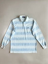 Vintage Polo Ralph Lauren Light Blue White Stripe Long Sleeve Polo T-Shirt (XL)