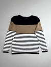 Tommy Hilfiger Colourblock Breton Stripe Knit Sweater – Black/Camel/White (S)
