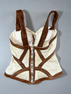 Dsquared2 | Cream Canvas Leather Trim Corset Top women's  L-15 ' C-28