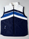 Fila Navy & White Colorblock Puffer Vest – Striped Chest Panel (L)