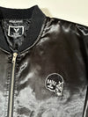 Oldnick Collection Satin Bomber Jacket  Black with Skull Patch Embroidered (M/L)