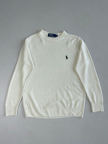 Polo Ralph Lauren Cream Crewneck Cotton Knit Sweater (S)