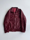 Vintage Burgundy Leather Bomber Jacket (S/M)