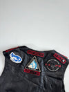 Vintage 90s Shelter Leather Biker Vest with Sturgis & Laconia Rally Patches (XL)
