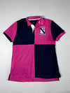 Tommy Hilfiger Pink & Navy Colour Block Crest Polo T-Shirt – New York 85 – Slim Fit – (L)