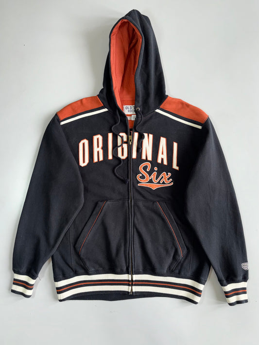 Vintage Old Time Hockey NHL Original Six Zip-Up Hoodie All Team Patches (XL)