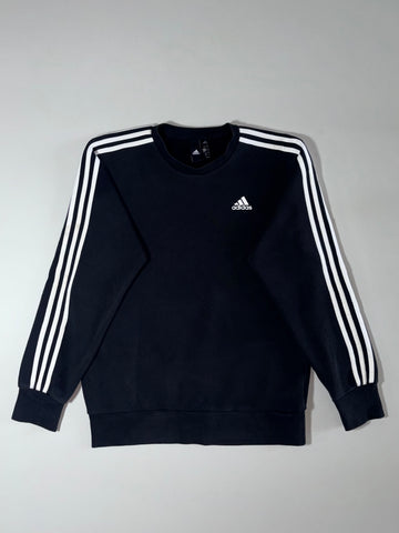 Adidas 3-Stripes Crewneck Sweatshirt – Black, (S/M)