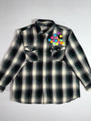 Carhartt Shadow Plaid Flannel Shirt – Green/Cream, Custom Heart Patches (2XL)