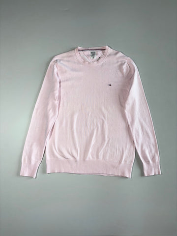 Hilfiger Denim Light Pink Crewneck Knit Sweater with Flag Logo (M)