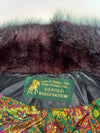 U.S. Polo Assn. Black Leather Cropped Bomber with Burgundy Fur Collar & Paisley Lining Women’s(S)