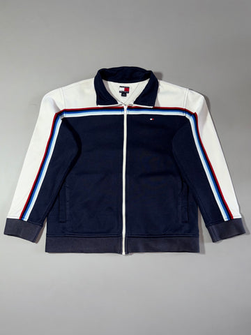Vintage Tommy Hilfiger Striped Track Jacket – Navy/White (S)