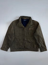 Vintage Polo Ralph Lauren Fleece Lined Hooded Jacket | Olive Green Navy Interior Zip-Up Pony Logo (XL)