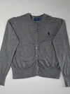 Polo Ralph Lauren Grey Button-Up Cardigan – Navy Pony Logo Women’s (S/M)
