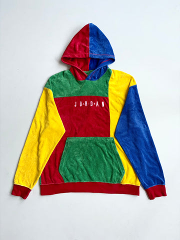 Vintage Jordan Multicolour Colour Block Terry Pullover Hoodie (L/XL)