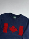 Roots Canada Navy Chenille Maple Leaf Flag Crewneck Sweatshirt (M)