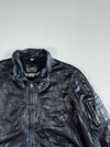 Globe Trotter Vintage Distressed Black Leather Aviator Moto Jacket (L)