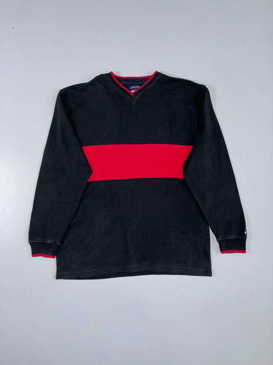 Tommy Hilfiger | V-Neck Sweatshirt | Black/Red (L)