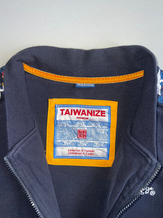 Taiwanize | Crane Bird Print Track Bomber Jacket (M)