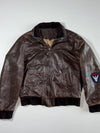 Vintage Redskins Brown Leather Bomber Jacket (M)