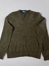 Vintage 90s Polo by Ralph Lauren Olive Green Lambswool V-Neck Sweater – Burgundy Pony (S)
